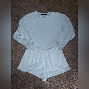 Cozy Women's Two-Piece Lounge Set - Light Blue